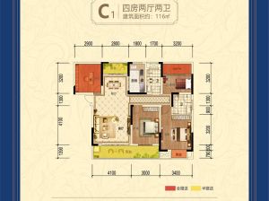 常德-汉寿县康城江山一品为您提供C1户型鉴赏