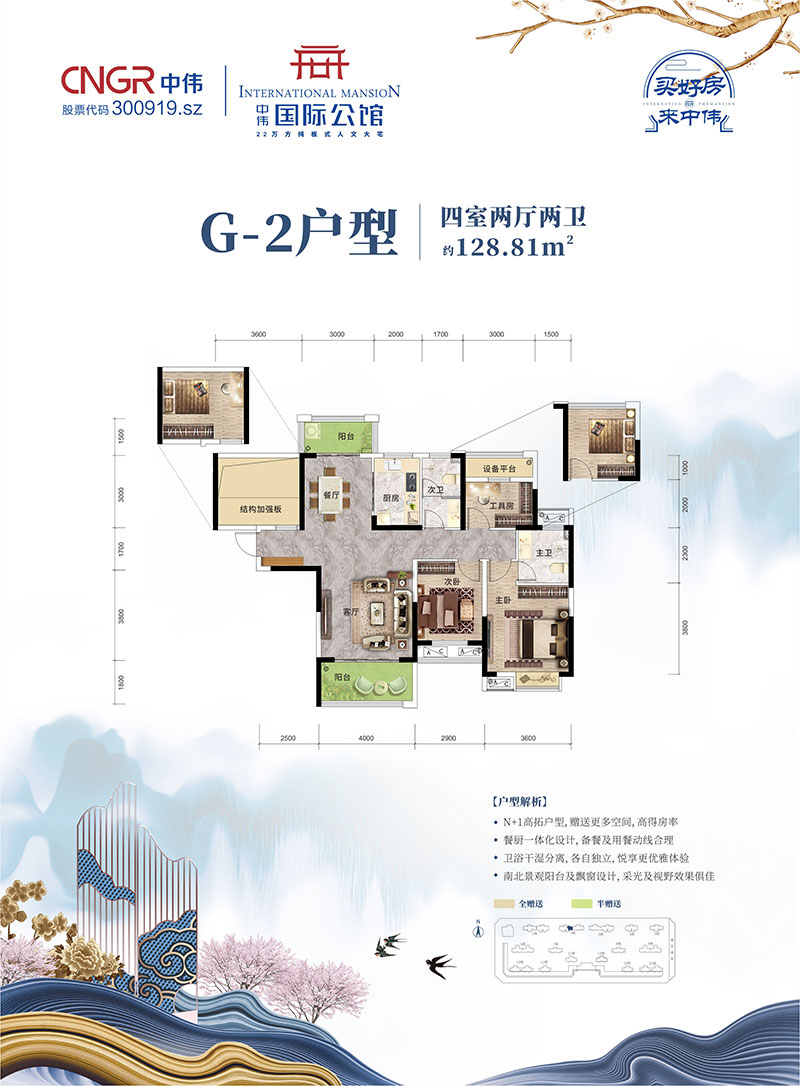 常德-石门县中伟国际公馆为您提供该项目一期G-2户型图片鉴赏